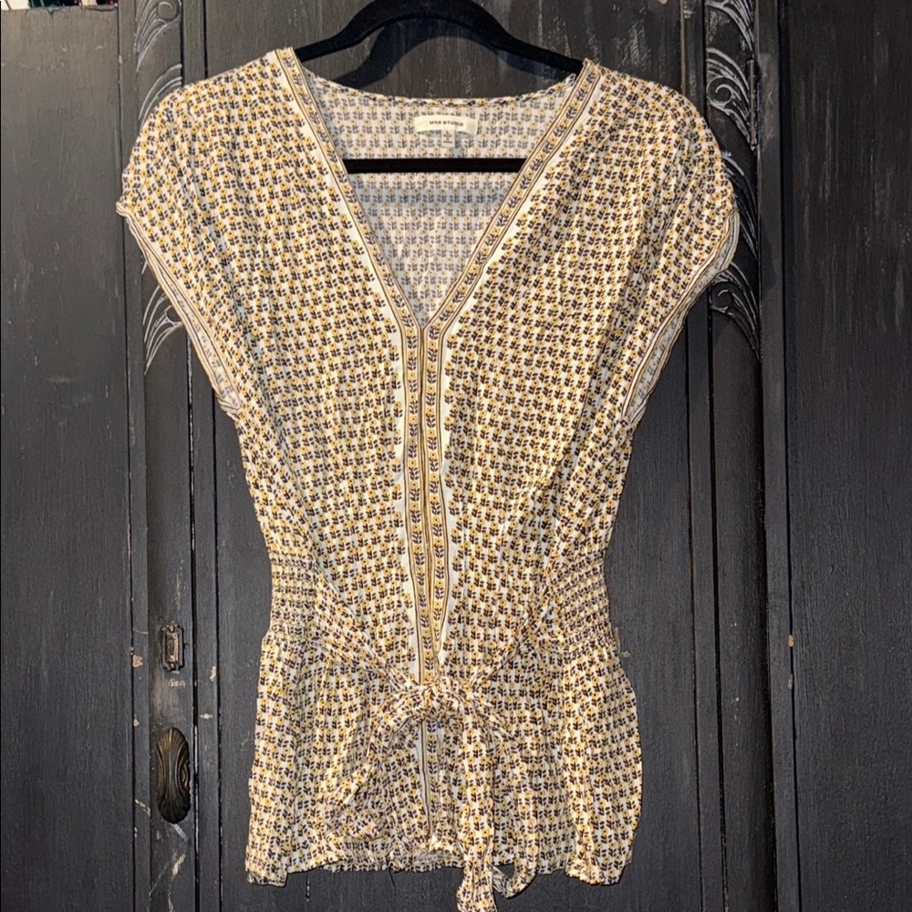 Max Studio Floral Smocked Waist Peplum Blouse